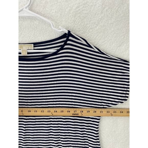 Michael KORS MK Top Size Medium Blue White Striped Short Sleeve‎ Tee - Picture 3 of 7